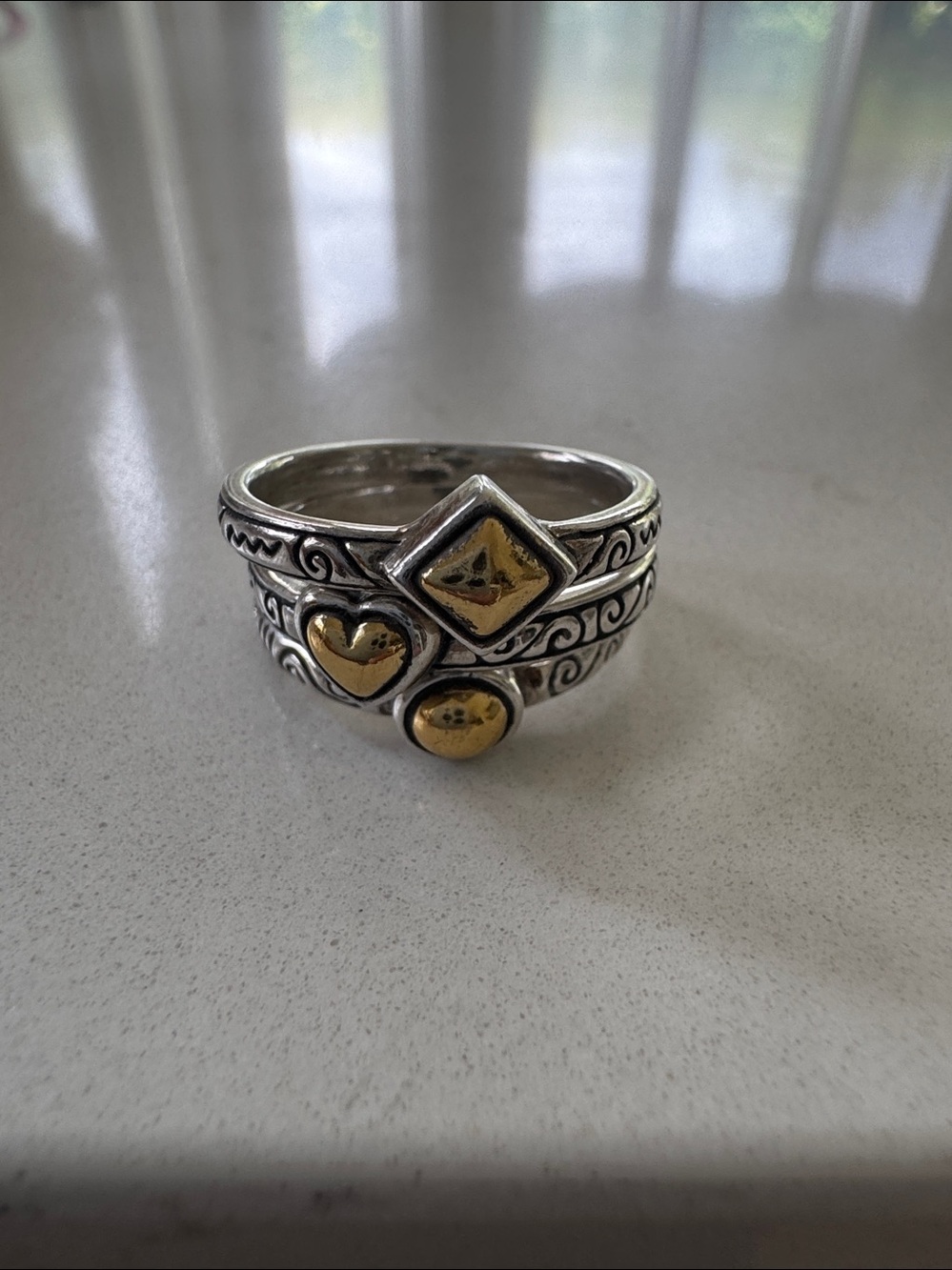 Brighton Jewlery Three Ring Set with Silver & Brass inlay.  NWT ✨